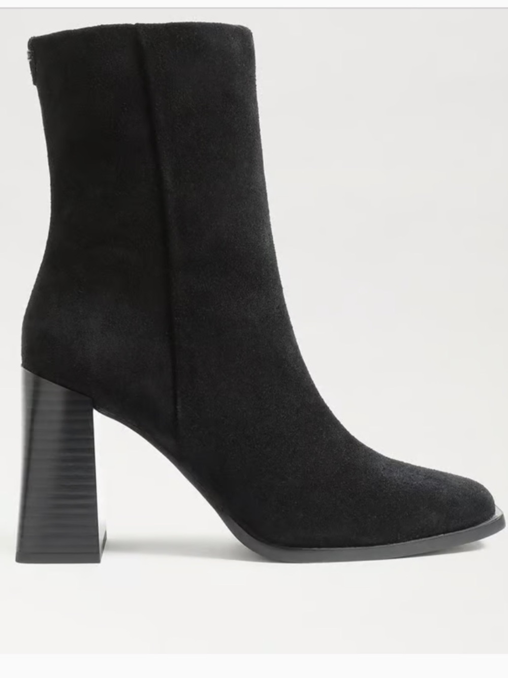 Sam Edelman Ivette Black Suede Block Heel Booties Square Toe Size 8 EUC